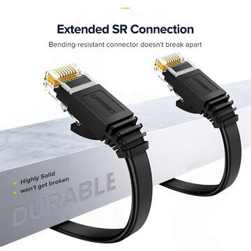 PATCH CORD UTP Ugreen Cat6, "NW102" fire din cupru, round cable, viteza maxima 1 Gbps, 1.5m, negru "60545" (timbru verde 0.08 lei) - 6957303865451