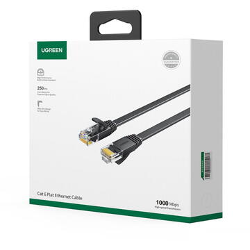 PATCH CORD UTP Ugreen Cat6, "NW102" fire din cupru, round cable, viteza maxima 1 Gbps, 1.5m, negru "60545" (timbru verde 0.08 lei) - 6957303865451