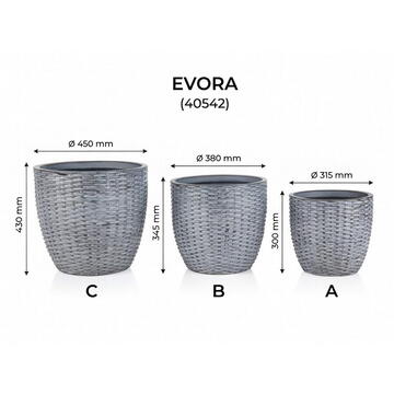 RPX-GHI SET GHIVECE EXTERIOR - EVORA, 3P.