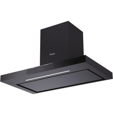 Hota HATS9DCS56B Hota incorporabila decorativa Haier HATS9DCS56B, motor 170w, 3 Viteze + Booster, Clasa A+, Putere de absorbtie 746 mc/h, TouchControl, Iluminare LED, Clasa A+, 90 cm, Sticla neagra