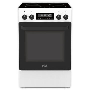 Samus Full electric 4 zone de gatit vitroceramice Timer digital Touch Control Display digital Capacitate cuptor: 59 L Alb