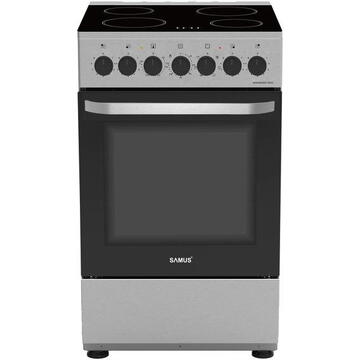 Samus Full electric 4 zone de gatit vitroceramice Timer mecanic Termostat reglabil Capacitate cuptor: 60 L Inox
