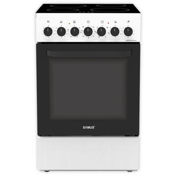 Samus 60 l 7 functii Clasa A Lumina interioara Timer mecanic 4 zone de gatit vitroceramice Cuptor cu 7 functii Alb