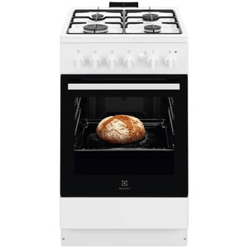 Electrolux LKG504012W, Gaz, 4 arzatoare, Aprindere integrata plita si cuptor, Siguranta plita si cuptor, Autocuratare catalitica, Grill electric, Rotisor, 50 cm, Alb