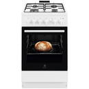 Electrolux LKG504012W, Gaz, 4 arzatoare, Aprindere integrata plita si cuptor, Siguranta plita si cuptor, Autocuratare catalitica, Grill electric, Rotisor, 50 cm, Alb