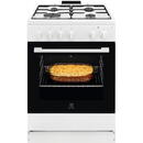 Electrolux LKG604013W, Gaz, 4 arzatoare, Autocuratare Catalitica, Timer mecanic, Aprindere integrata plita si cuptor, Grill Electric, Rotisor, Iluminare cuptor, 60 cm, Alb