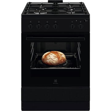 Electrolux LKG604013K Aragaz Gaz, 60 cm, 4 arzatoare, 59 L, Negru