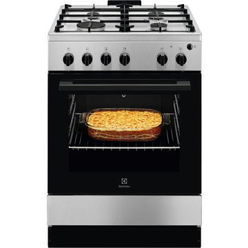 Electrolux LKG604013X Aragaz Gaz, 60 cm, 4 arz., Inox Antiamprenta
