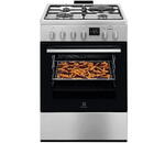 Electrolux LKM660222X, Mixt, 3 arzatoare gaz + 1 arzator electric, Cuptor electric, SteamBake, AirFry, Timer, Grill electric, Clasa A, 60 cm, Inox antiamprenta