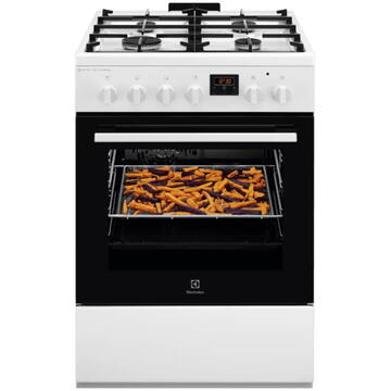 Electrolux LKK660220W, Mixt, 4 arzatoare , Siguranta plita, Aprindere integrata, Cuptor electric, Plus Steam, AirFry, Timer, Grill electric, Clasa A, 60 cm, Alb