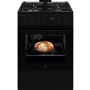 Electrolux LKK660220K, Mixt, 4 arzatoare , Siguranta plita, Aprindere integrata, Cuptor electric, Plus Steam, AirFry, Timer, Grill electric, Clasa A, 60 cm, Negru