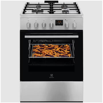 Electrolux LKK660220X, Mixt, 4 arzatoare , Siguranta plita, Aprindere integrata, Cuptor electric, Plus Steam, AirFry, Timer, Grill electric, Clasa A, 60 cm, Inox