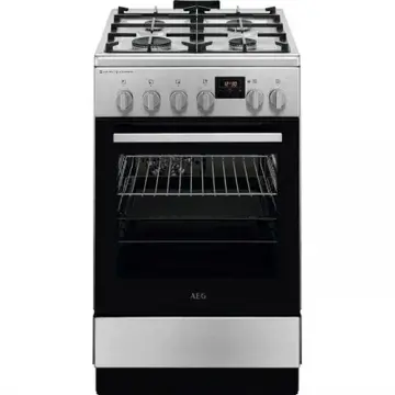 Aragaz mixt AEG CKB56490BM, SteamBake-gatire cu abur, AirFry, 50 cm, 4 arzatoare gaz, 58 litri, Clasa A, Inox