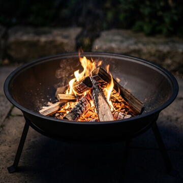 Adler Garden Fire Pit 55 cm with Grate, Steel Outdoor Fire Bowl for Wood and Wood Briquettes, Fire Pit