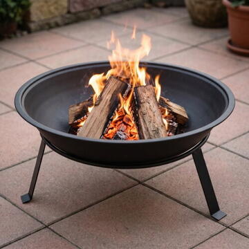 Adler Garden Fire Pit 55 cm with Grate, Steel Outdoor Fire Bowl for Wood and Wood Briquettes, Fire Pit