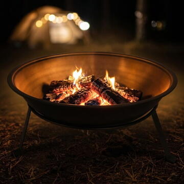 Adler Garden Fire Pit 55 cm with Grate, Steel Outdoor Fire Bowl for Wood and Wood Briquettes, Fire Pit