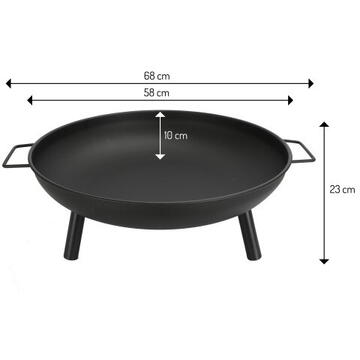 Adler Garden Fire Pit 58 cm, Steel Outdoor Fire Bowl for Wood and Wood Briquettes,