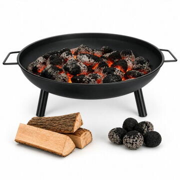 Adler Garden Fire Pit 58 cm, Steel Outdoor Fire Bowl for Wood and Wood Briquettes,