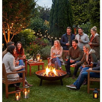 Adler Garden Fire Pit 58 cm, Steel Outdoor Fire Bowl for Wood and Wood Briquettes,
