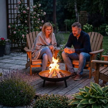 Adler Garden Fire Pit 58 cm, Steel Outdoor Fire Bowl for Wood and Wood Briquettes,