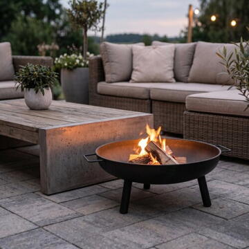 Adler Garden Fire Pit 58 cm, Steel Outdoor Fire Bowl for Wood and Wood Briquettes,