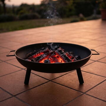 Adler Garden Fire Pit 58 cm, Steel Outdoor Fire Bowl for Wood and Wood Briquettes,
