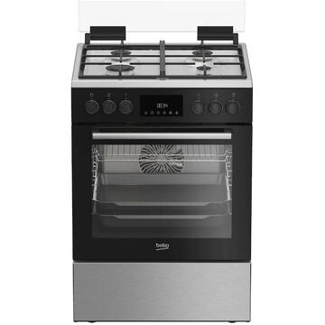 Beko FBSM62530DXMS Aragaz Mixt, 85 cm, 4 arz., Sticla Neagra + Inox