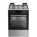 Beko FBSM62530DXMS Aragaz Mixt, 85 cm, 4 arz., Sticla Neagra + Inox