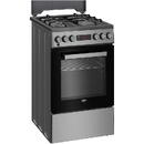 Beko FSM52331TXDS, Mixt, 4 arzatoare, 3D cooking, Cuptor electric, High-Efficiency Gas Burner. Gatire asistata de abur, SteamShine Cleaning, 8 functii, 50 cm, Clasa A, Inox