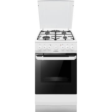 Hansa FCMW581009 Aragaz Mixt, 4 arzatoare, Cuptor Electric, 62 L, Alb