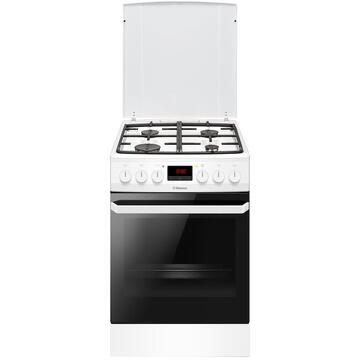 Hansa FCMW582109 Aragaz Mixt, 4 arzatoare, Cuptor Electric, 62 L, Alb