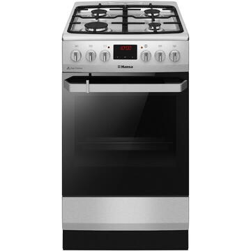 Hansa FCMX5825092, Mixt, 4 arzatoare, Aprindere electrica, Dispozitiv siguranta, 65 l, Grill, Timer, Clasa A, 50 cm, Inox