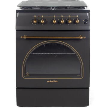 NobeLTek Cooking NLT 6604RNM/FE1 Aragaz Mixt, 60 cm, 4 arz., Negru Mat