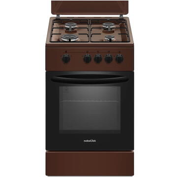 NobeLTek Cooking NLT 5551M/G1 Aragaz Gaz, 50 cm, 4 arzatoare, Maro