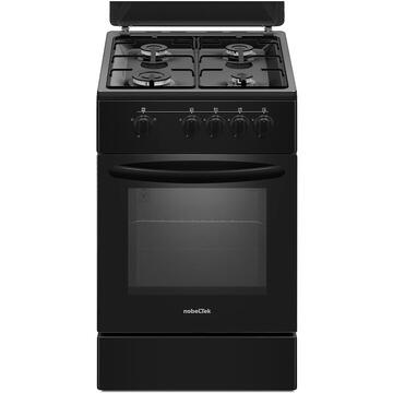 NobeLTek Cooking NLT 5551N/G1 Aragaz Gaz, 50 cm, 4 arzatoare, Negru