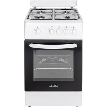 NobeLTek Cooking NLT 5601A/G1 Aragaz Gaz, 50 cm, 4 arzatoare, Alb
