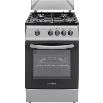 NobeLTek Cooking NLT 5601S/G1 Aragaz Gaz, 50 cm, 4 arzatoare, Argintiu