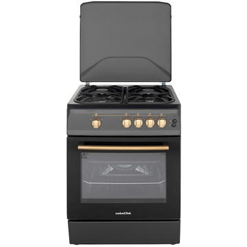 NobeLTek Cooking NLT 6603NM/FG1 Aragaz Gaz, 60 cm, 4 arz., Negru Mat