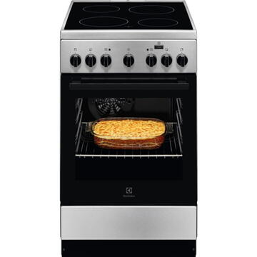 Aragaz Electrolux LKR562055X, Electric, 4 zone de gatit, Cuptor electric, Autocuratare catalitica, SteamBake, Timer, Grill electric, Clasa A, 50 cm, Inox